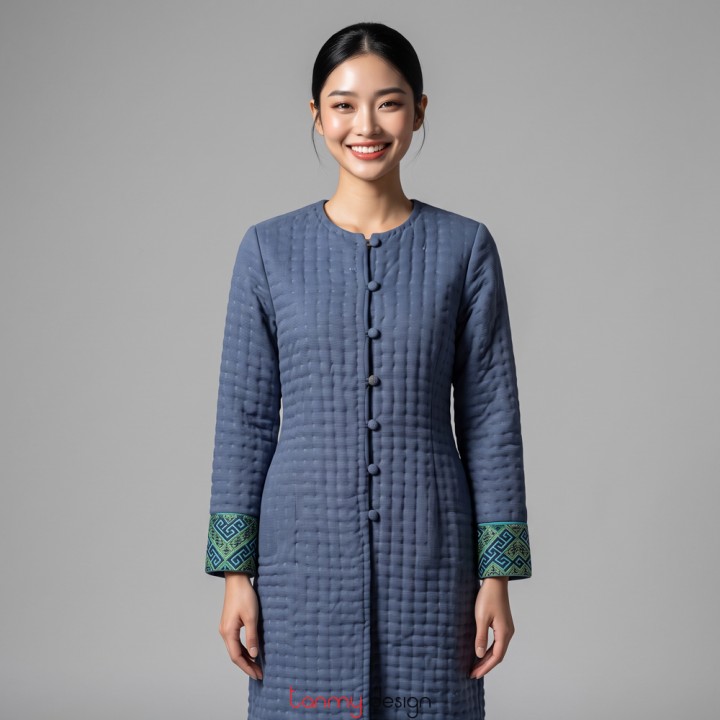 Long navy blue quilted xoat